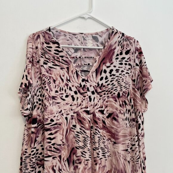 JENNIFER LOPEZ Plus Size Strappy Asymmetrical Top Mauve Purple ish Animal Print - Picture 5 of 16